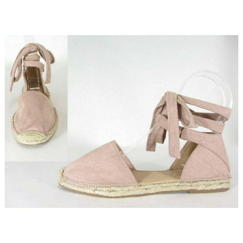 Mauve lace up espadrille flats - Picture 3 of 3